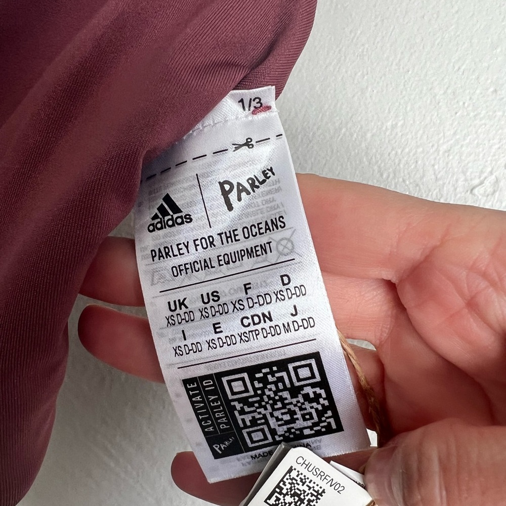 NWT adidas yoga studio light-support 3-stripes bra burgundy size XSDD - Picture 8 of 11